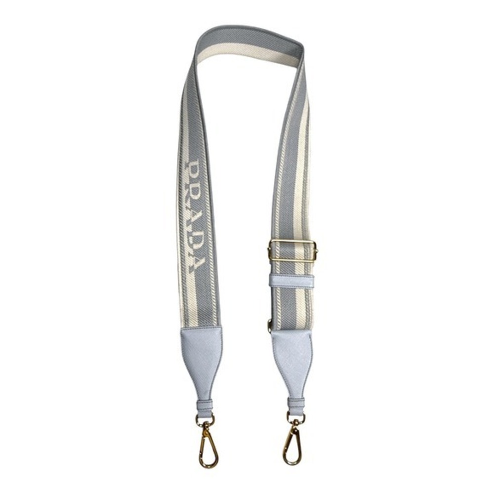 Prada Gray Blue white Jacquard Logo Adjustable Handbag Strap 1TY005